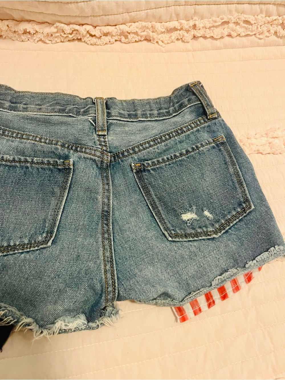 Old Navy Denim Shorts with American Flag Red, White, & Blue Pocket Details - Picture 10 of 12